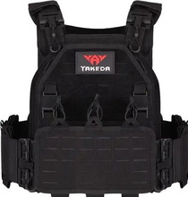 Imagen para YAKEDA black  Tactisch vest voor heren, 1000D nylon, snelsluiting, lasersnit, modulair vest, licht