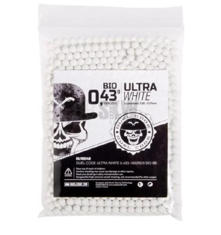 Afbeelding 1 van 2500rnds Duel Code Ultra White Bio 0.43BB's