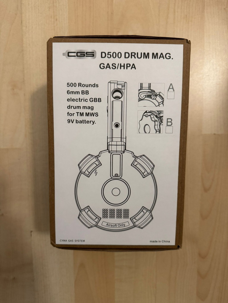 Afbeelding 1 van CYMA CGS D500 Electric Drum Magazine (MWS) - Nieuw in de doos!