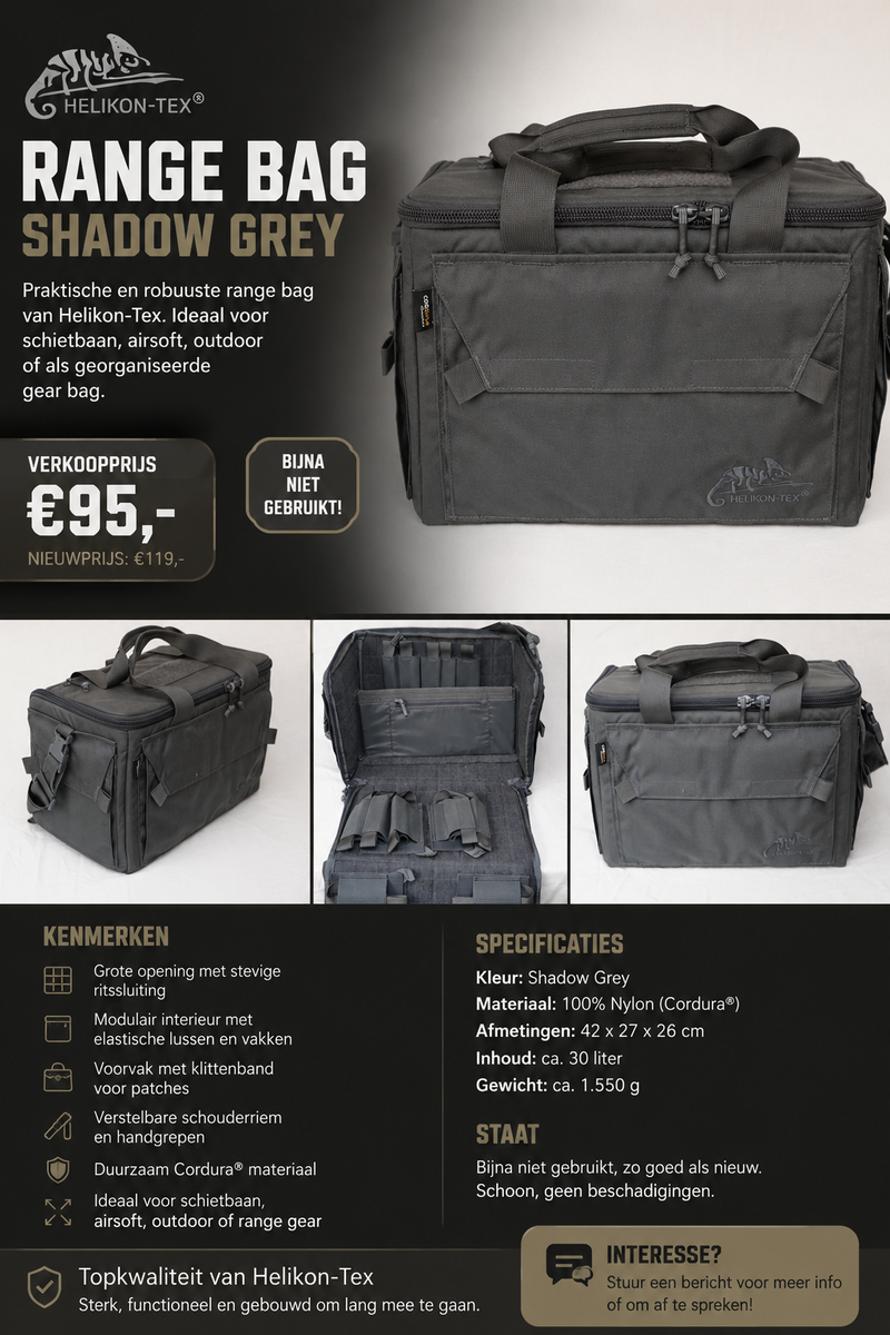Image 1 for Helikon Tex Range Bag Shadow Grey Zo goed als Nieuw