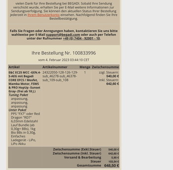 Image 3 pour E&C EC25 Begadi Core EFCS / Mosfet, Mamba Motor, Red Dragon RD7 Lauf