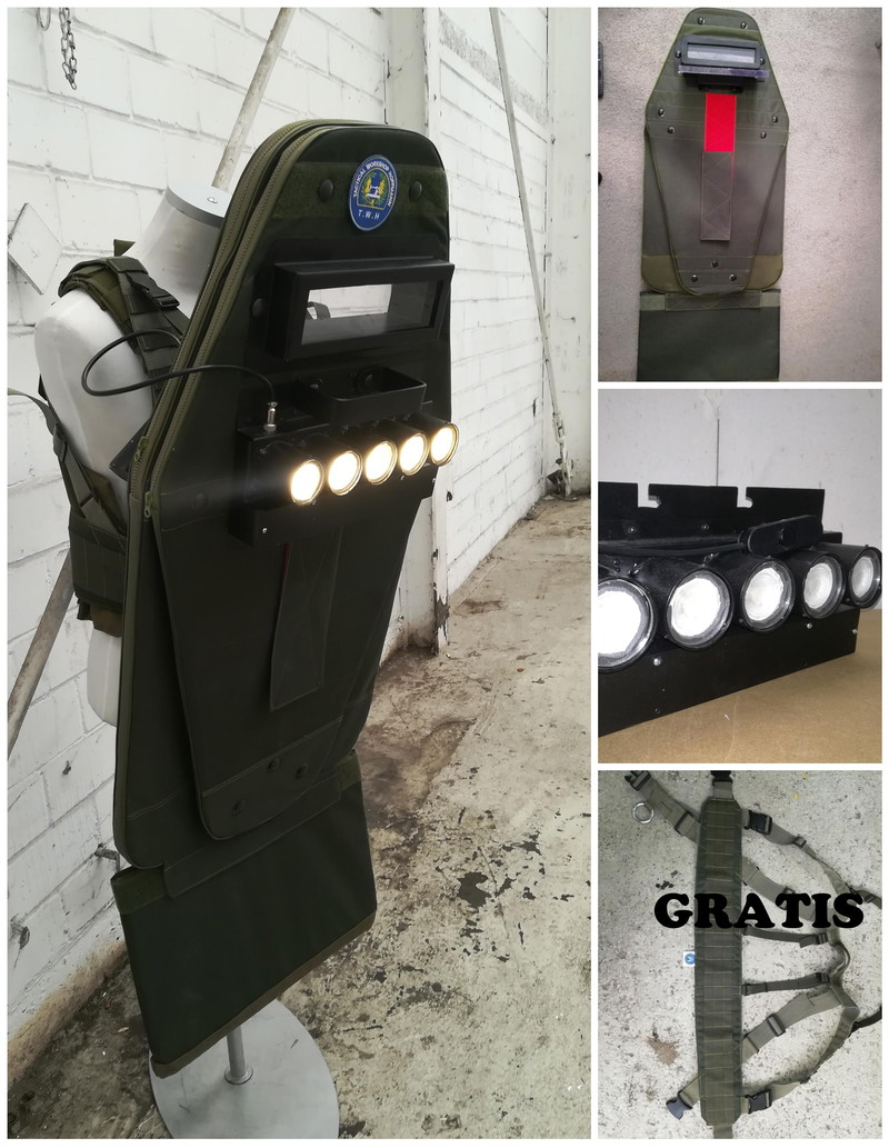 Image 1 pour SET: ready to go: airsoft tactical shield VANT WM / lighting systems / carrying frame