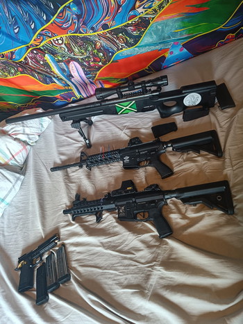 Image 2 pour Volledige Airsoft collectie te koop - Sniper, CM M4, Delta Armory M4, Tokyo Marui 5.1 Hi-Capa Gold Match, Magazines, Batterijen, Gear, Goggles (over bril), Oplader, Greengas, BB's, etc.