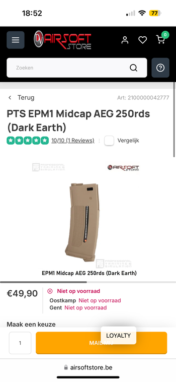 Bild 5 für PTSEPM1 Midcap AEG 250rds Magazijn