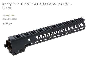 Bild 2 für Angry Gun 13 Zoll Handguard MK14 MK18 AR15 M4 MK14 Geissele M-Lok Rail - Black