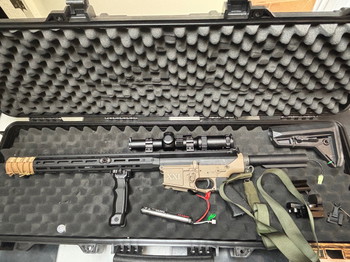 Afbeelding 2 van Gloednieuwe DMR: Securor Rapax M1 + 4x Scope, Red Dot Sidemount, handgrip en magazijnen