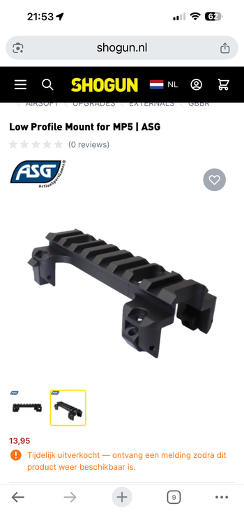 Image 2 for ASG MP5 red dot mount