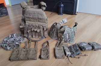 Imagen para Warrior DCS Plate Carrier Base coyote+ pouches en novritsch Minimal Chest Rig - ACP+ pouches