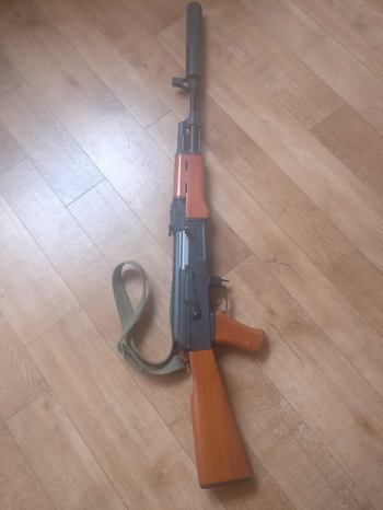 Bild 3 für AK47 Full Metal & Real Wood, electric Blowback + sling + silencer (original look)