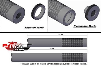 Afbeelding 2 van Angel Custom Bio-Hazard 275mm CNC Aluminum 14mm  Silencer (Versie: Infidel)