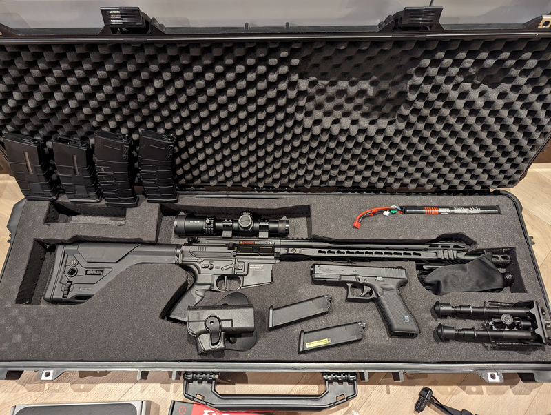 Afbeelding 1 van Complete airsoft set aangeboden, ICS dmr, kleding/gear, ExFog