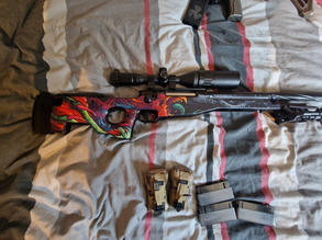 Image for Hyperbeast Novritsch SSG96 Airsoft Sniper Rifle, With scope, suppressor, bipod, magazines and mag pouches