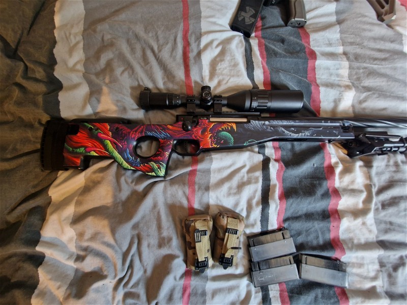 Image 1 for Hyperbeast Novritsch SSG96 Airsoft Sniper Rifle, With scope, suppressor, bipod, magazines and mag pouches