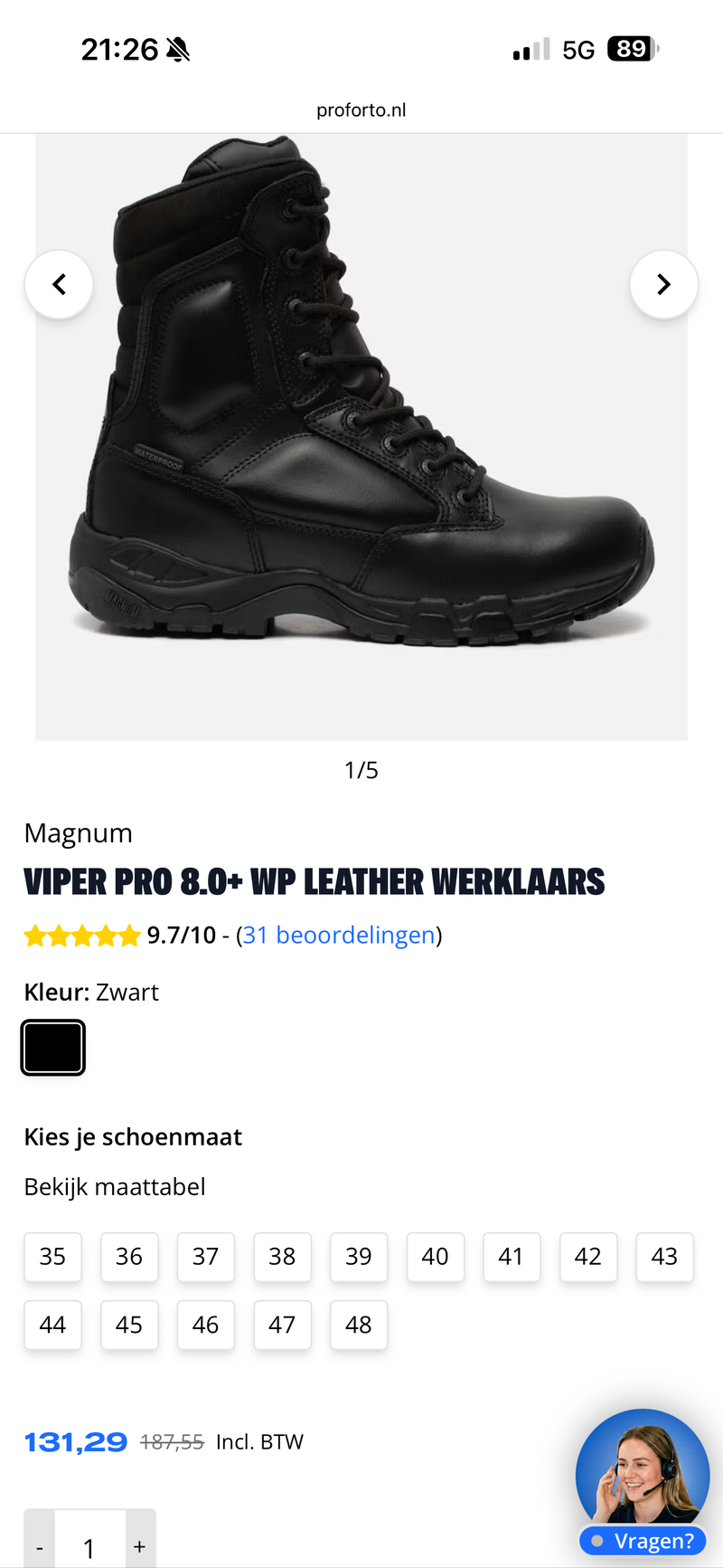 Bild 1 für EU-43 Magnum VIPER PRO 8.0+ WP LEATHER WERKLAARS