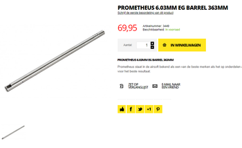 Image 3 for Prometheus 6.03MM EG Barrel 285mm (inclusief R-HOP)