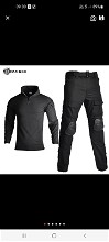 Image pour Nieuwe zwarte Combat pants+shirt met knie/elleboogpads