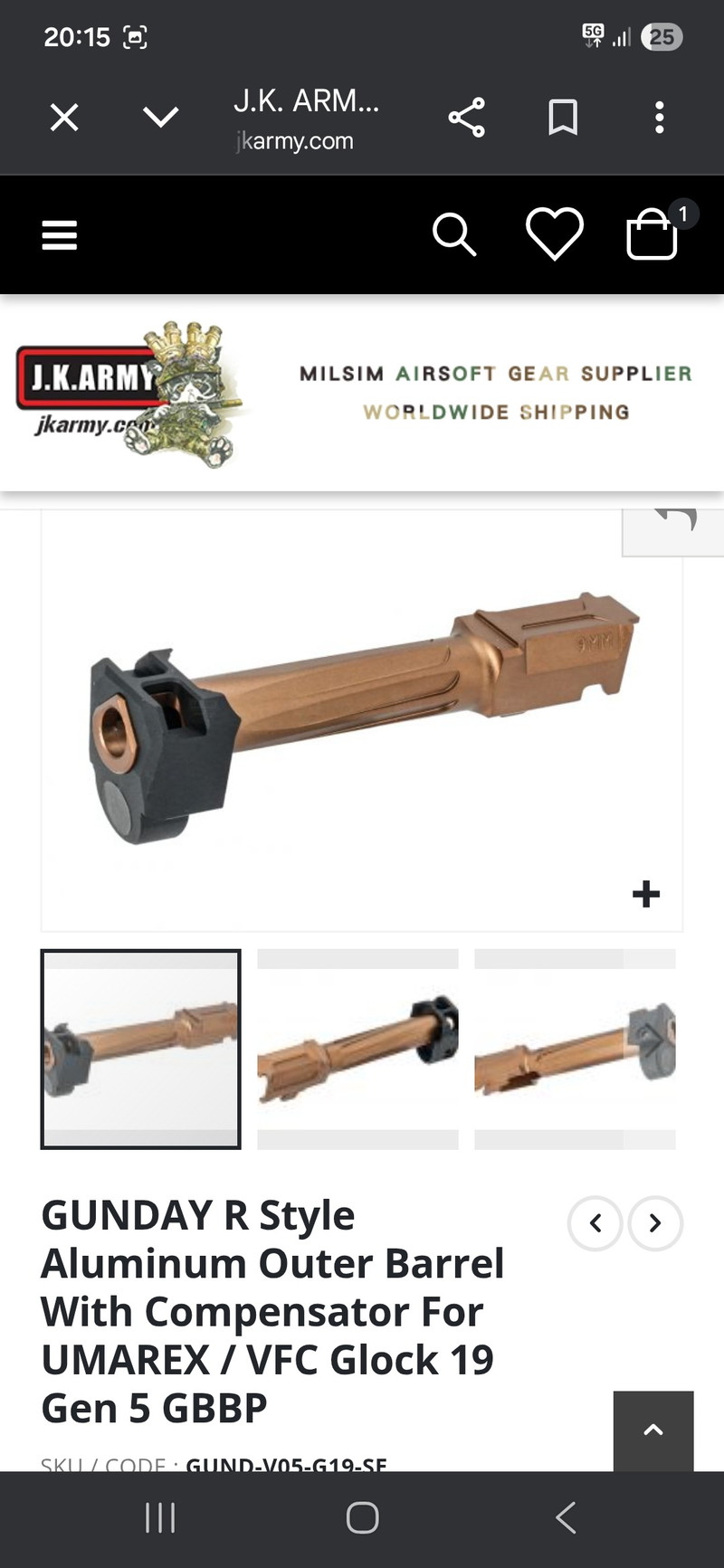 Image 1 pour GUNDAY R Style Outer Barrel with Compensator for Umarex / VFC G19X, G45 GBB Airsoft