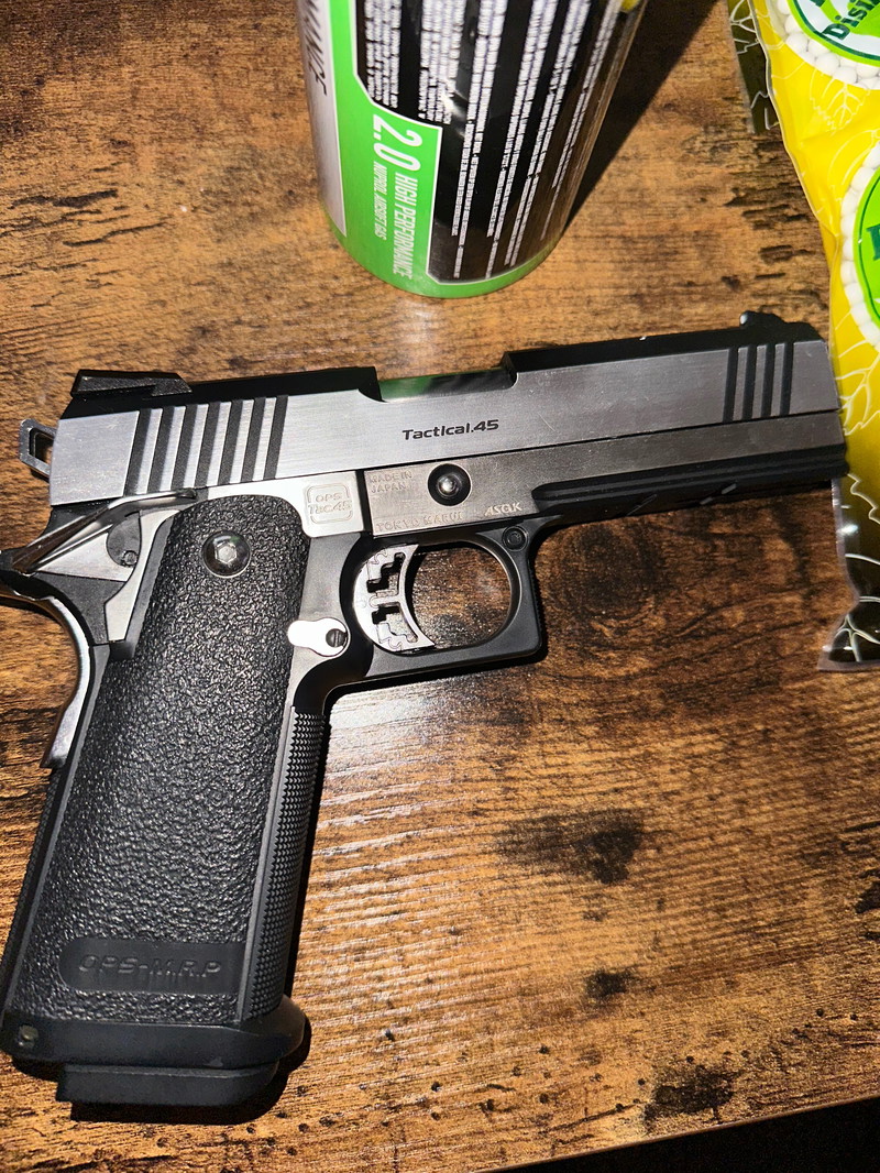 Image 1 for Home OPS-Tactical Hi-Capa Gas Pistol. 45 GBB Silver / Black Tokyo Marui