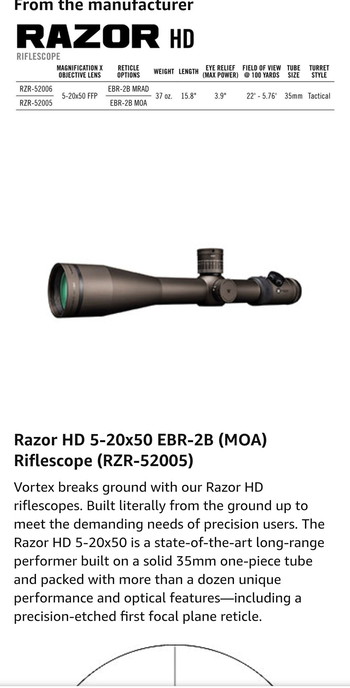 Imagen 3 de Vortex Razor HD 5-20x50 Great Optic