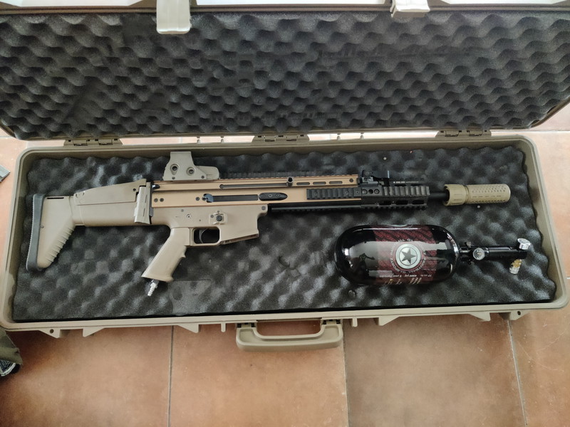 Image 1 pour G&G SCAR-L met Wolverine Inferno HPA, Storm regulator, line & tank