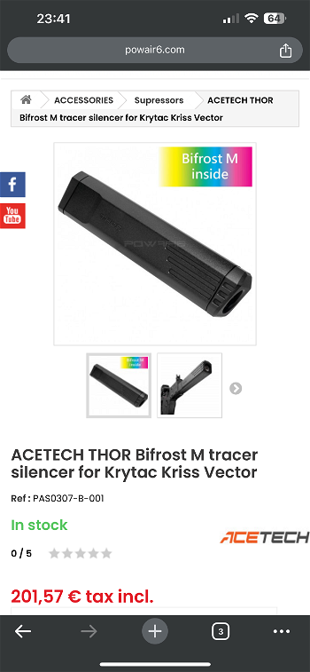 Afbeelding 6 van ACETECH THOR Bifrost M tracer silencer for Krytac Kriss Vector