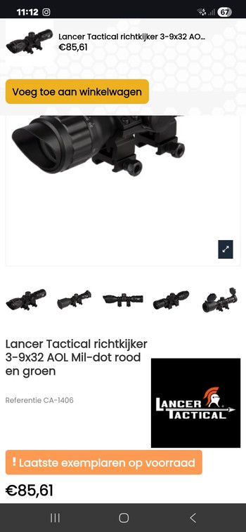 Image 4 pour Lancer Tactical richtkijker 3-9x32 AOL Mil-dot rood en groen