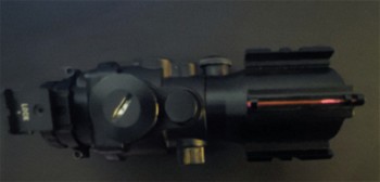 Image 3 for Tactical ACOG style 4x scope with Red/Blue/Green light, mount rail, and sights