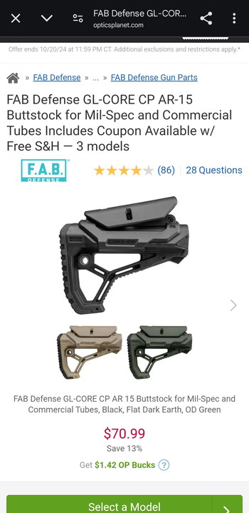 Afbeelding 4 van FAB Defense GL-CORE CP AR-15 Buttstock