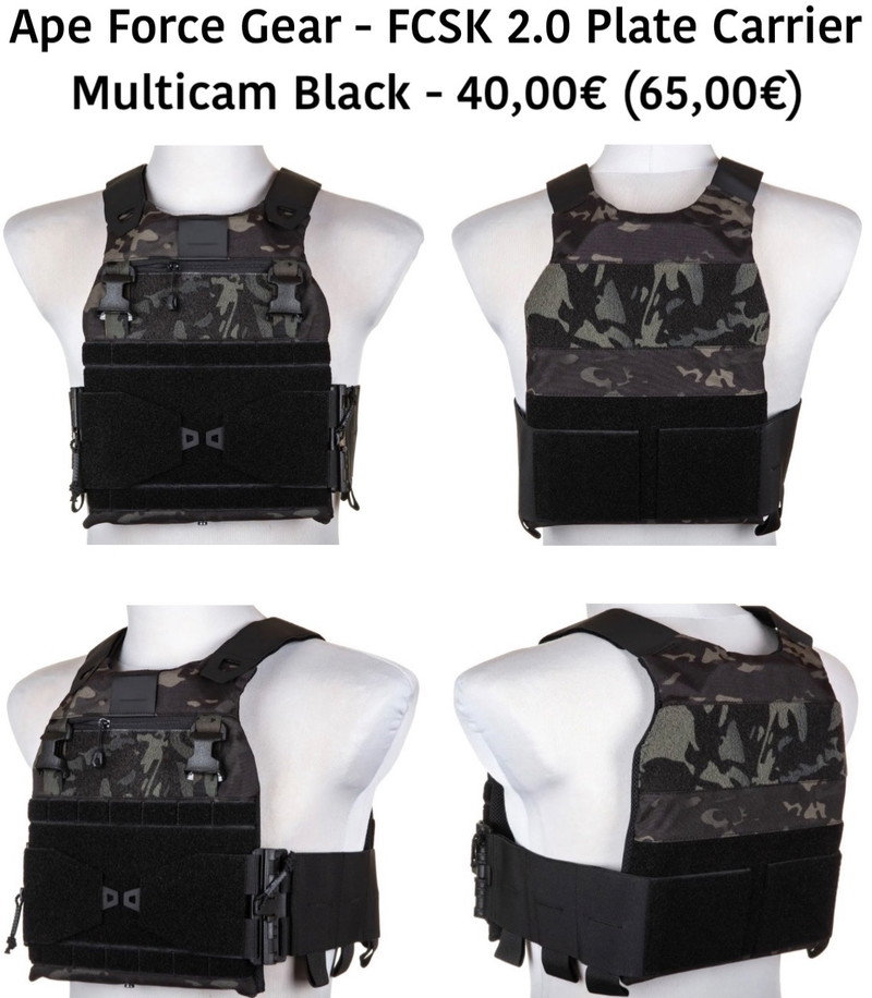 Imagen 1 de Ape Force Gear & Primal Gear Multicam black Plate Carrier, Uniform, Combat Shirt
