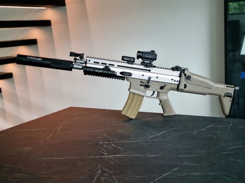 Afbeelding 2 van Zeer nette WE SCAR-L GBBR Open Bolt | Tan | MK16 MOD