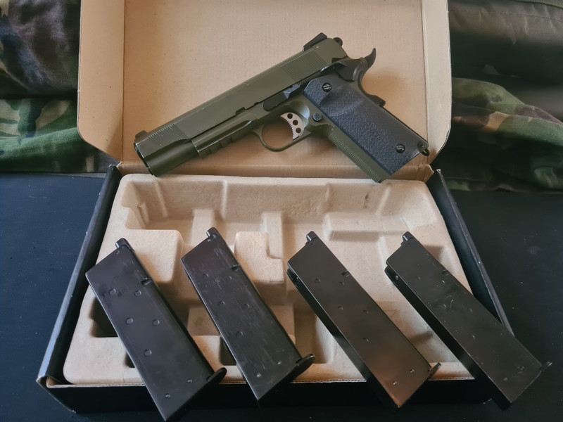 Image 1 for WE 1911 GBB Full Metal OD Green (greengas) + 4 mags