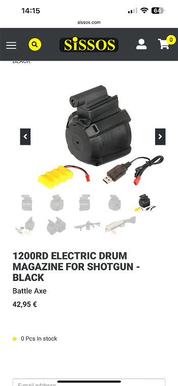 Image 2 for 1200RD ELECTRIC DRUM MAGAZINE FOR SHOTGUN - BLACK