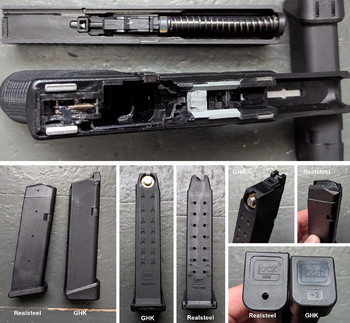 Imagen 2 de GHK Glock 17 GBB Steel Slide Version, +2 mag plate, rubber grip, Glock case
