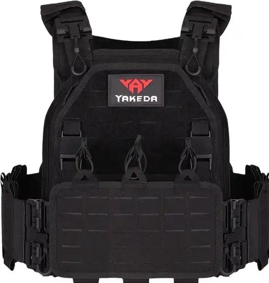 Image 1 for YAKEDA black Tactisch vest voor heren, 1000D nylon, snelsluiting, lasersnit, modulair vest, licht