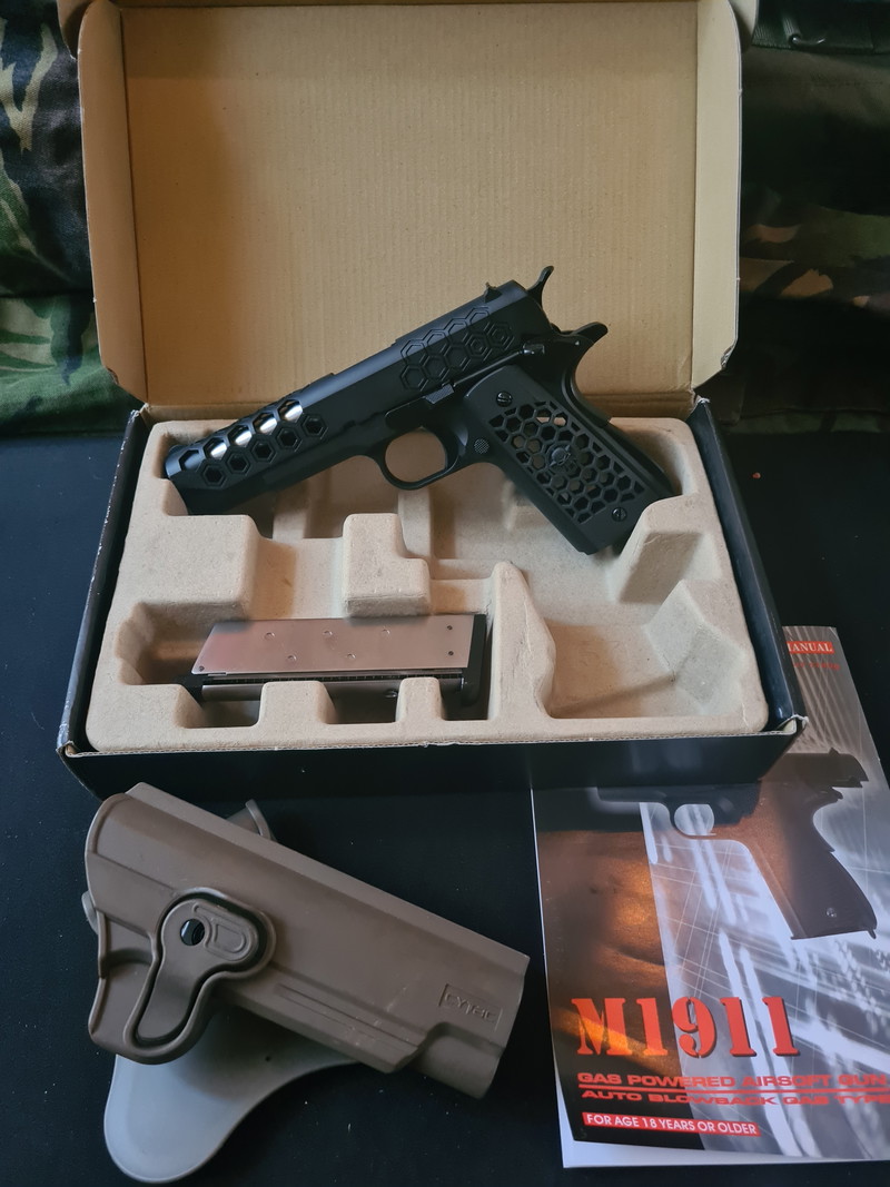 Image 1 for WE 1911 Hex Cut Gen 2 - greengas + quick release holster