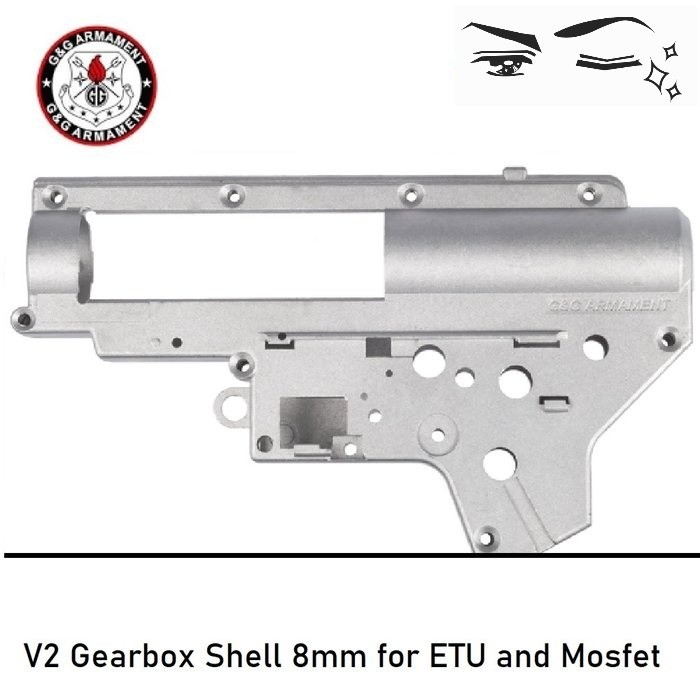Image 1 pour G&GV2 Gearbox Shell 8mm for ETU and Mosfet