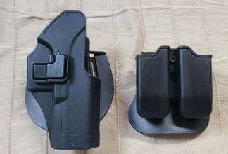 Imagen para Tactical Belt mit Holster Black Hawke Clone Quich Draw Holster with Magazin Holder SET