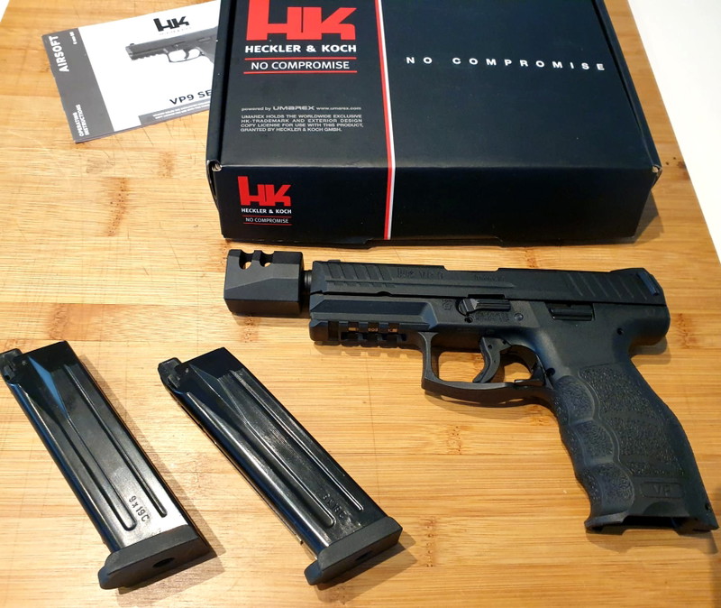 Image 1 for Heckler & Koch VP9 Tactical Airsoft with metal slide and metal silencer