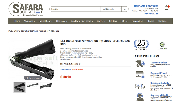Imagen 1 de LCT AK body / receiver foldable poly stock zwart metaal