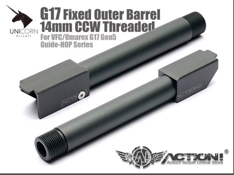 Afbeelding 1 van UNICORN - G17 Fixed Outer Barrel (14mm CCW Threaded) For VFC/Umarex GLOCK G17 Gen5