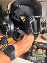 Image for HHV Bump Helmet Multicam Black, Earmor M32 MilPro en rail adapters.