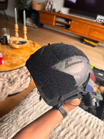 Image 3 for HHV Bump Helmet Multicam Black, Earmor M32 MilPro en rail adapters.