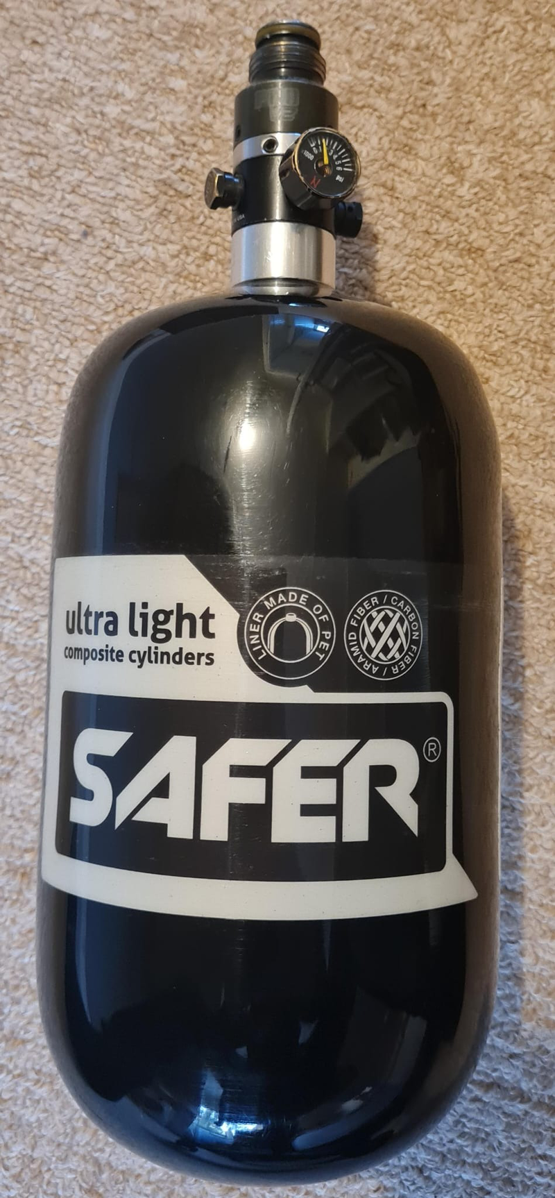 Afbeelding 1 van Safer 1.5l 300bar carbon tank met ninja pro reg v2