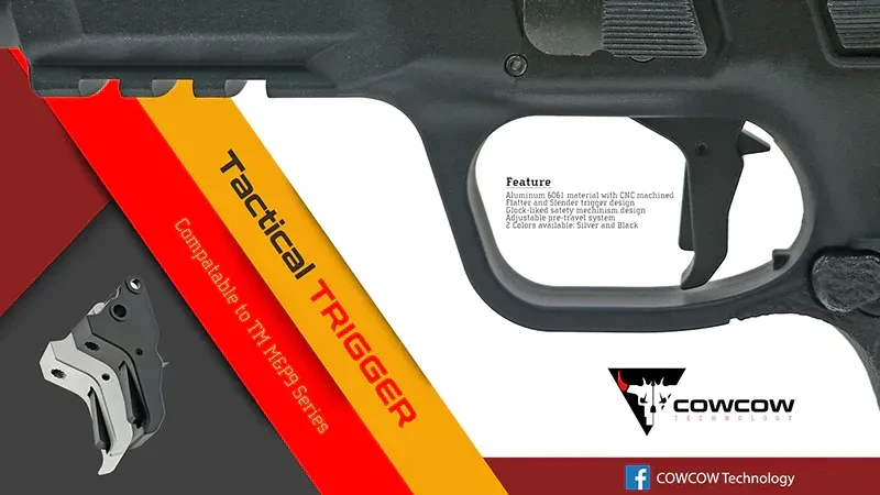 Image 1 pour COWCOW Tactical trigger TM M&P9 / M&P9L Black CNC Aluminium Flat trigger