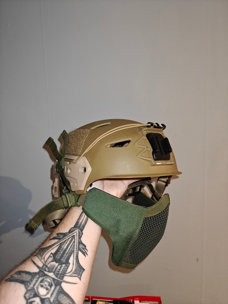 Imagen 1 de FMA Exfil helm (Team Wendy Exfil reproductie) Tan met mesh masker