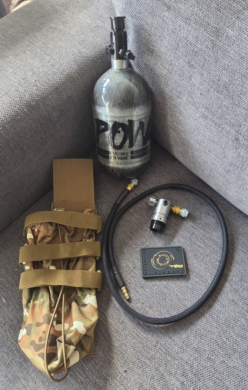 Image 1 for Full HPA Kit. Powair 1.1L Carbon tank + Wolverine CAT 5 Storm Regulator & Line + Tank Pouch