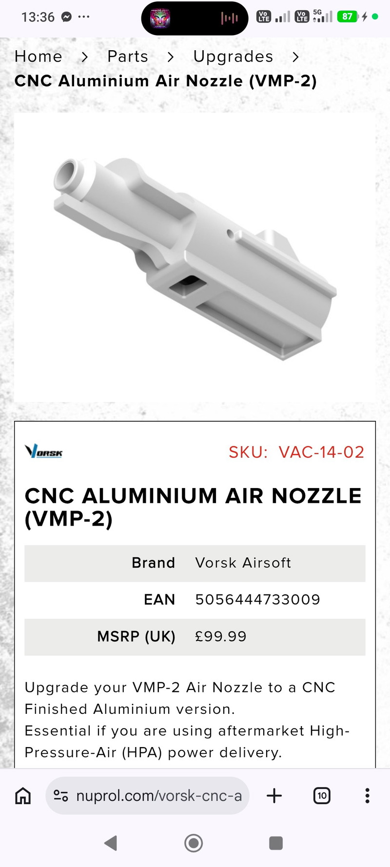 Image 1 for Gezocht.... Cnc nozzle vorsk vmp-2
