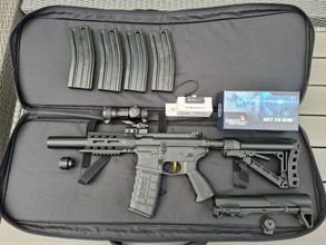 Image for G&G ARP 556 V2, perun mosfet, Maxx trigger, barrel, rubber en nub, mags, gunbag, reddot, titan 3000mah, extra m4 stock, silencer met ingebouwde acetech brighter c, novristch plate carrier met m4 pouches