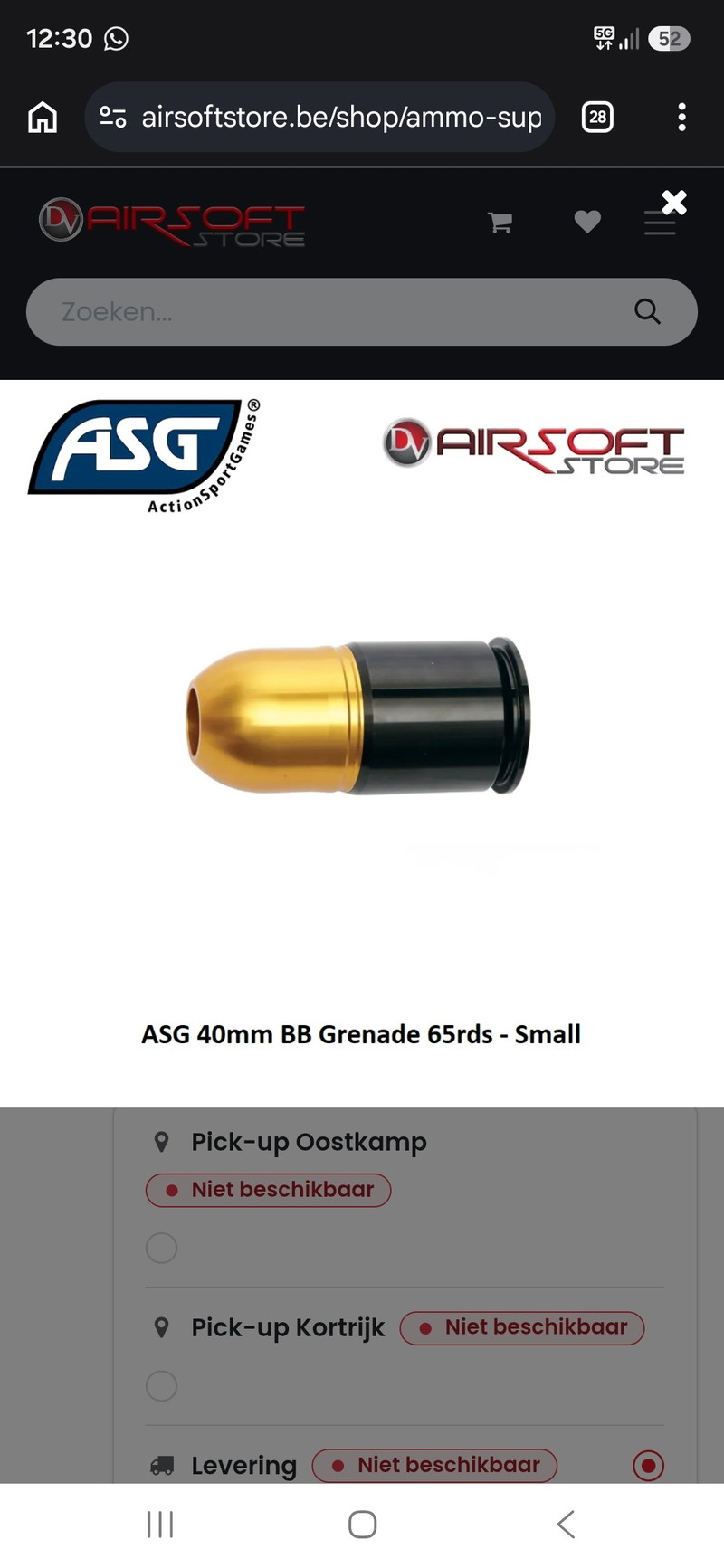 Image 1 for Gezocht: ASG 40mm shell/grenade voor 65 bbs