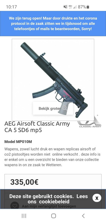 Afbeelding 4 van Classic Army mp5 met 7 mags